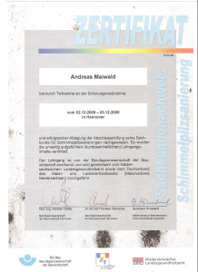 Ein Sachkundenachweis zur Schimmelpilzsanierung
